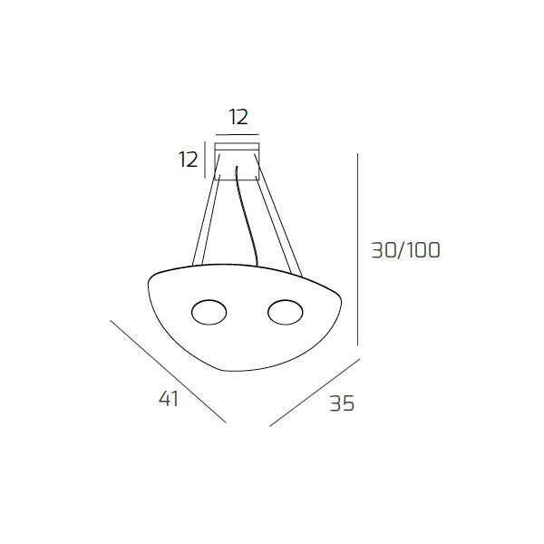 1143/S2-BI SHAPE SOSPENSIONE 2 LUCI BIANCO