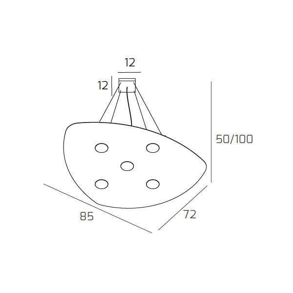 1143/S5-GR SHAPE SOSPENSIONE 5 LUCI GRIGIO