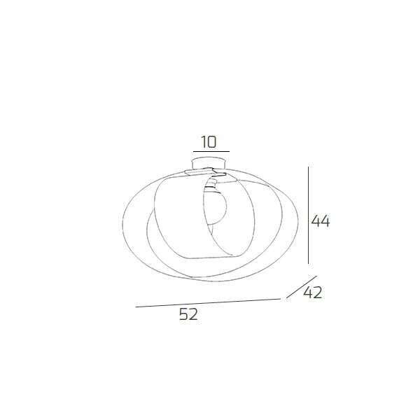 1146/PL55-TO LAP PLAFONIERA D.55 CM. 1 LUCE TORTORA (VETRO INTERNO 1 LUCE TORTORA ED ESTERNO 1 LUCE BIANCO)