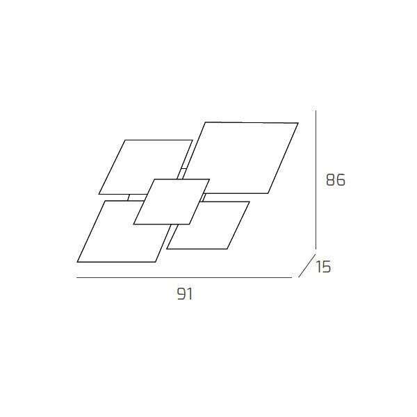 1148/90-FR UPGRADE/90 APPLIQUE/PLAFONIERA 4 LUCI FOGLIA RAME