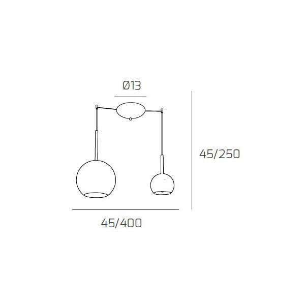 1155BI/S2 S MIX-TA FUTURE SOSP. BIANCO SPOSTABILE 2 LUCI VETRI (1 MEDIO AMBRA + 1 PICCOLO TRASPARENTE)