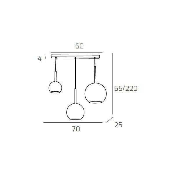 1155BI/S3 RMIX-AM FUTURE SOSP. BIANCO RETTANGOLARE 3 LUCI VETRI (1 X GRANDE+ 1 X MEDIO+ 1 X PICCOLO)TUTTI AMBRA
