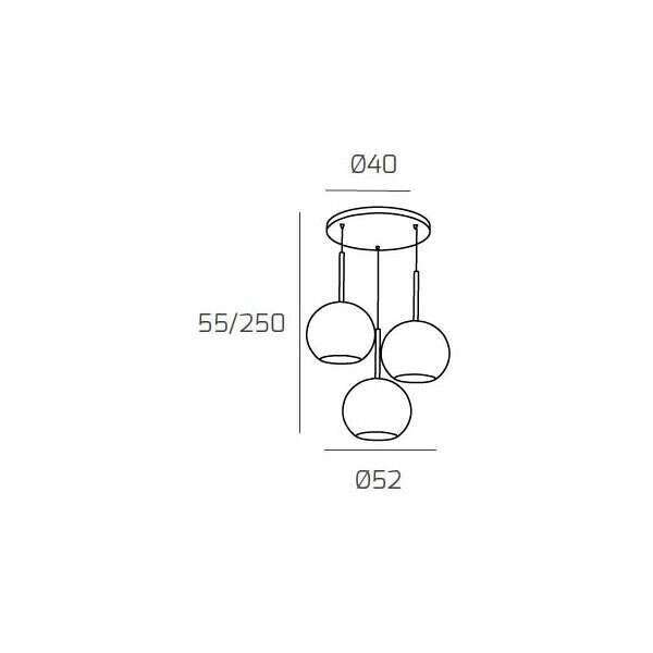 1155BI/S3 TG-TA FUTURE SOSP. BIANCO TONDA 3 LUCI VETRI TUTTI GRANDE (1 X TRASPARENTE + 2 X AMBRA)