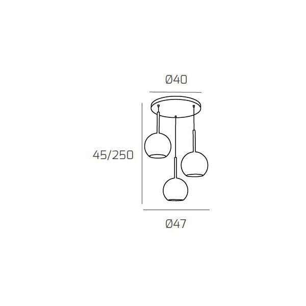 1155BI/S3 TM-MC FUTURE SOSP. BIANCO TONDA 3 LUCI VETRI TUTTI MEDIO CROMO ORO RAME