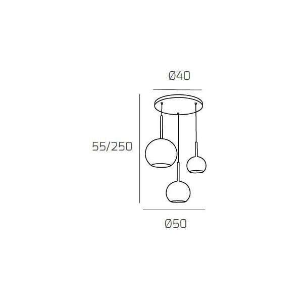 1155CR/S3 TMIX-TC FUTURE SOSP. CROMO TONDA 3 LUCI VETRI 1 GRANDE CROMO+1 MEDIO TRASPARENTE+1 PICCOLO CROMO