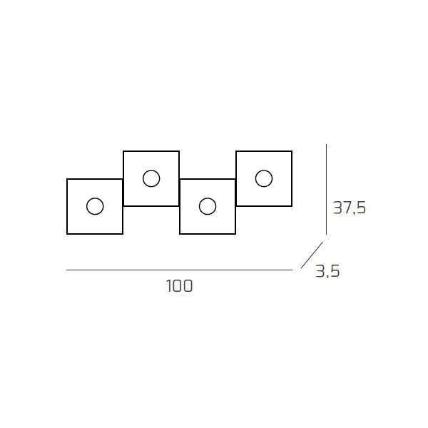 1156/4L-GA ECCENTRIC APPLIQUE/PLAFONIERA 4 LUCI GRIGIO ANTRACITE