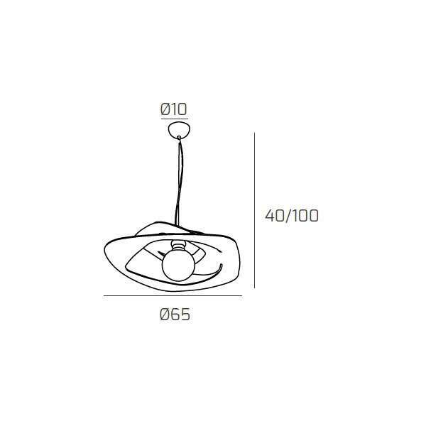 1157/S65-GR WARPED SOSPENSIONE D.65 CM. 1 LUCE GRIGIO