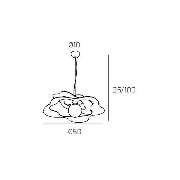 1158/S50-BI RIPPLES SOSPENSIONE D.50 CM. 1 LUCE BIANCO