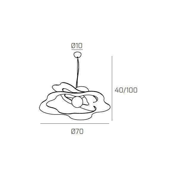 1158/S70-BI RIPPLES SOSPENSIONE D.70 CM. 1 LUCE BIANCO