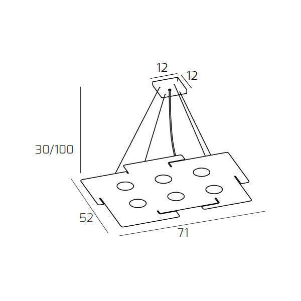 1161/S6 ECHO SOSPENSIONE 6 LUCI BIANCO