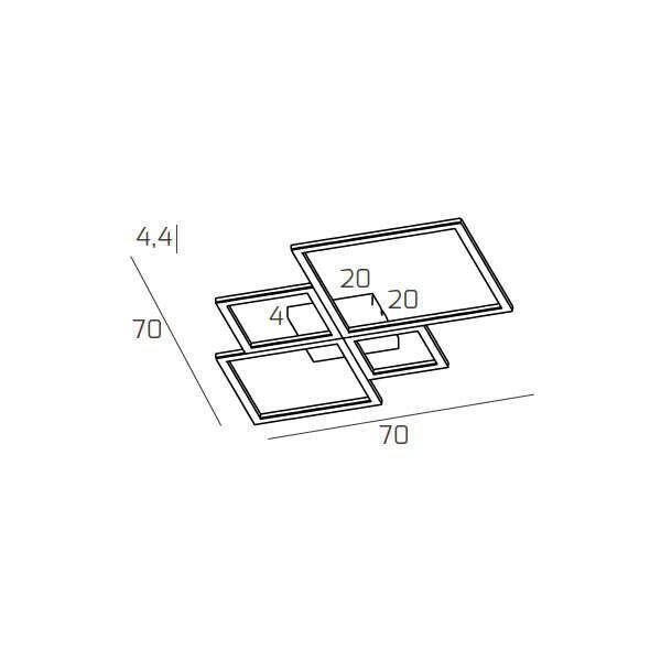1162/70-NE FOUR SQUARES APPLIQUE/PLAFONIERA 70 CM. NERO