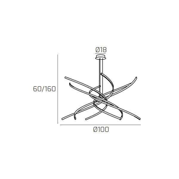 1163/S100 N-OB TORNADO SOSPENSIONE D.100 CM. ORO BRUNITO VERNICIATO LUCE NATURALE 4000K