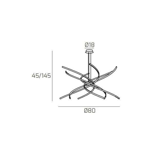 1163/S80 C-BI TORNADO SOSPENSIONE D.80 CM. BIANCO LUCE CALDA 3000K