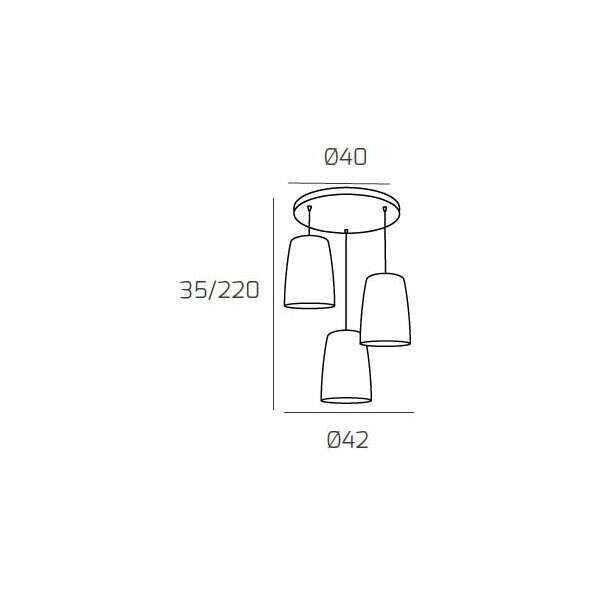 1164BI/S3 T-RC SHADED SOSP. BIANCO TONDA 3 LUCI (2 RA + 1 CR)