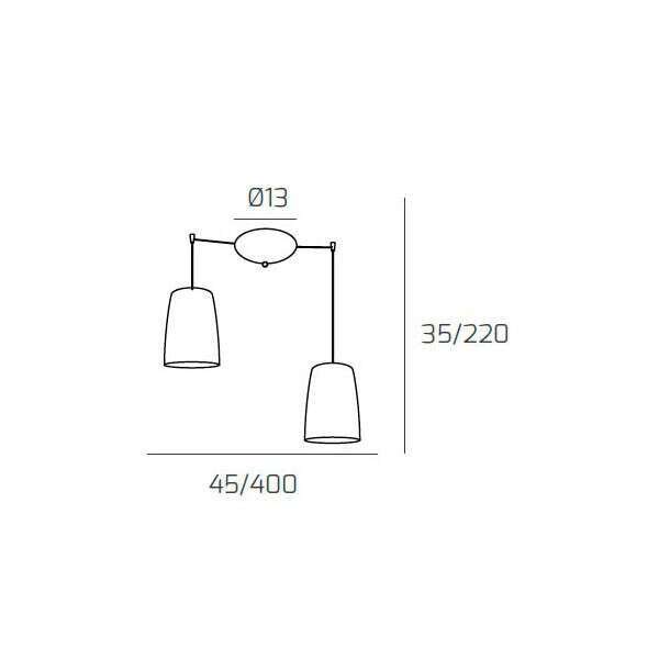 1164CR/S2 S-AM SHADED SOSP. CROMO SPOSTABILE 2 LUCI AMBRA