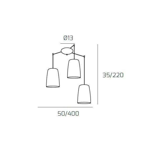 1164CR/S3 S-RA SHADED SOSP. CROMO SPOSTABILE 3 LUCI RAME