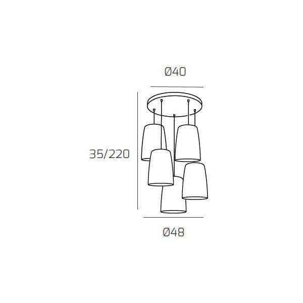 1164CR/S5 T-CR SHADED SOSP. CROMO TONDA 5 LUCI CROMO