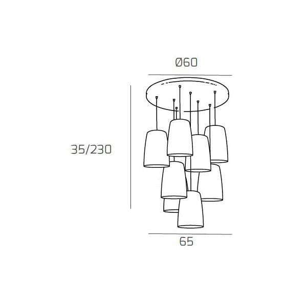 1164CR/S8 T-AM SHADED SOSP. CROMO TONDA 8 LUCI AMBRA