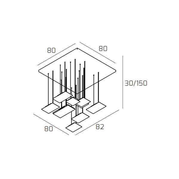 1168/S10-SA PIXEL SOSPENSIONE 10 LUCI SABBIA