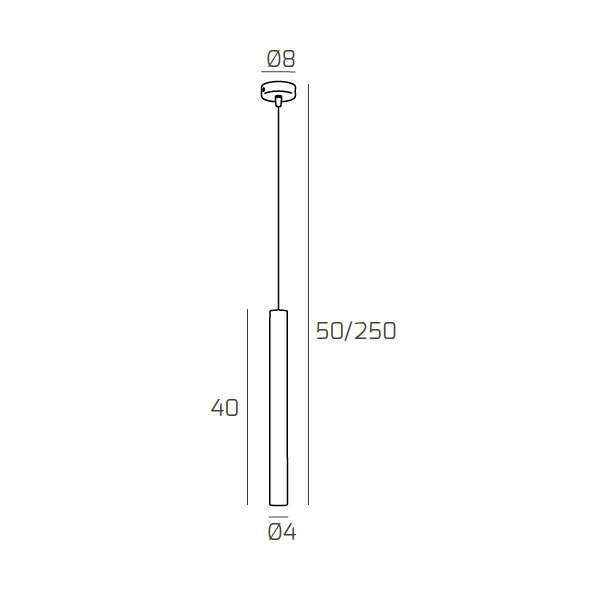 1174/S1-NE ROUND TUBE SOSPENSIONE 1 LUCE NERO CAVO CM.250 CON BASE