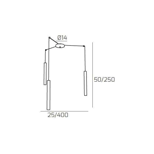1174/S3-SA ROUND TUBE SOSPENSIONE 3 LUCI SABBIA CAVO CM.250 CON BASE