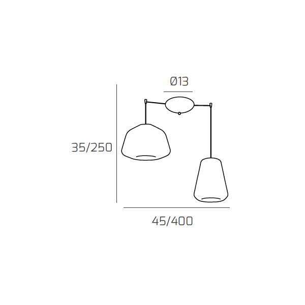 1176BI/S2 S AG-TR DOUBLE SKIN SOSP. BIANCO 2 LUCI SPOSTABILE VETRI ALPHA + GAMMA TRASPARENTI