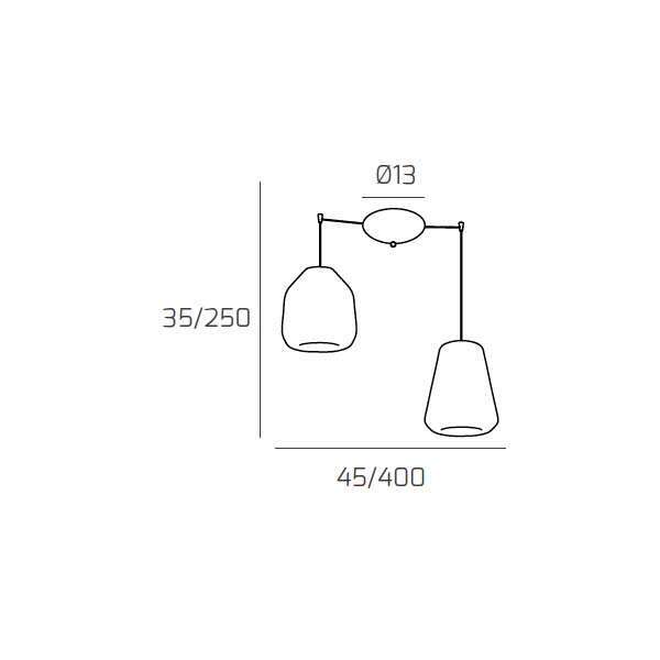 1176BI/S2 S BG-TR DOUBLE SKIN SOSP. BIANCO 2 LUCI SPOSTABILE VETRI BETA + GAMMA TRASPARENTI