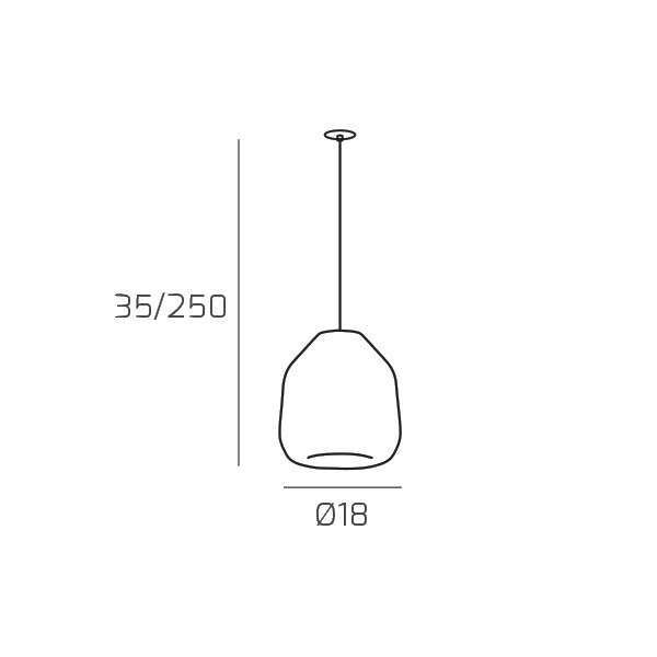 1176INCCR/S1 BETA-TR DOUBLE SKIN SOSP. 1 LUCE E27 CON CAVO CM 250 BETA TRASPARENTE E ROSONE DA INCASSO CROMO