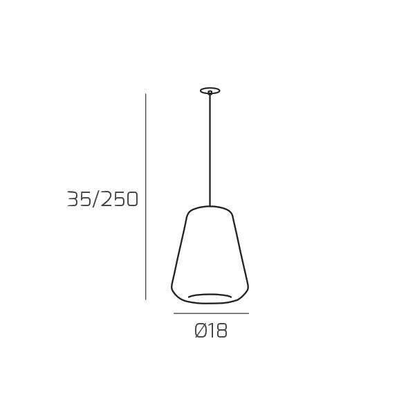1176INCNE/S1 GAMMA-FU DOUBLE SKIN SOSP. 1 LUCE E27 CON CAVO CM 250 GAMMA FUME E ROSONE DA INCASSO NERO