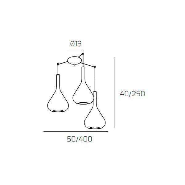 1177CR/S3 S-TR KONA SOSP. CROMO 3 LUCI SPOSTABILE VETRI TRASPARENTE