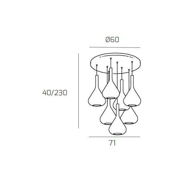 1177CR/S8 T-TF KONA SOSP. CROMO 8 LUCI TONDA VETRI 4X TR + 4X FU