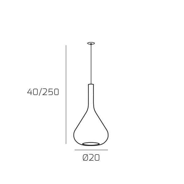 1177INCNE/S1-BL KONA SOSP. 1 LUCE CON CAVO CM 250 BLU E ROSONE DA INCASSO NERO