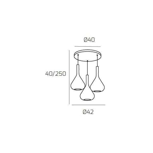 1177OS/S3 T-MC SOSP. OTTONE SAT. 3 LUCI TONDA VETRI AM + VE + BL