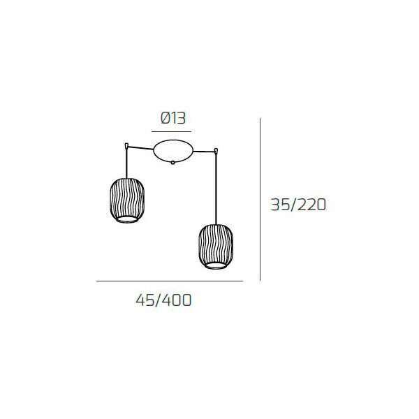 1181BI/S2 S-TR TENDER SOSP. BIANCO 2 LUCI SPOSTABILE VETRI TRASPARENTE