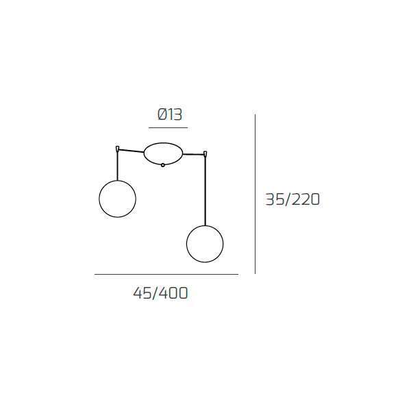 1184BI/S2 S-BR ECLIPSE SOSP. BIANCO 2 LUCI SPOSTABILE VETRI BRONZO