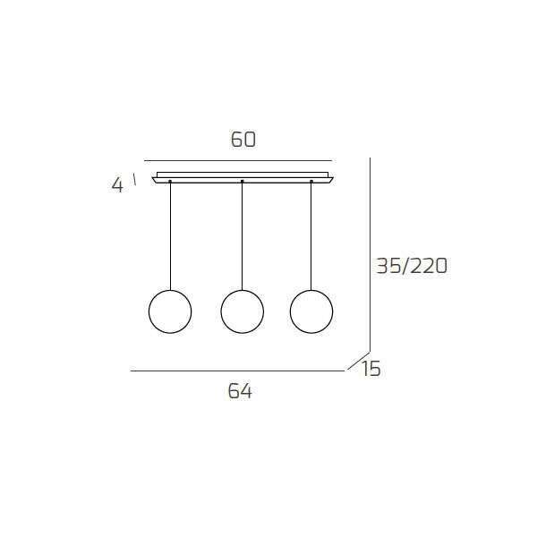 1184BI/S3 R-OR ECLIPSE SOSP. BIANCO 3 LUCI RETTANGOLARE VETRI ORO