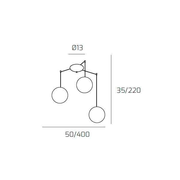 1184BI/S3 S-TF ECLIPSE SOSP. BIANCO 3 LUCI SPOSTABILE VETRI TR + 2X FU