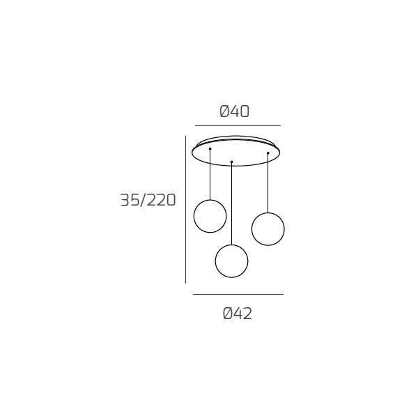 1184CR/S3 T-AB ECLIPSE SOSP. CROMO 3 LUCI TONDA VETRI 2X BR + 1X AM