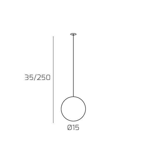 1184INCOS/S1-BF ECLIPSE SOSP. G9 CON CAVO CM 250 BIANCO FOG E ROSONE DA INCASSO OTTONE SAT.