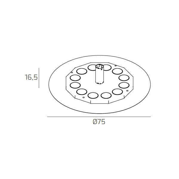 1186/75 ST12-GR DISK GRIGIO CON STAFFA DI FISSAGGIO E COPRIBASE
