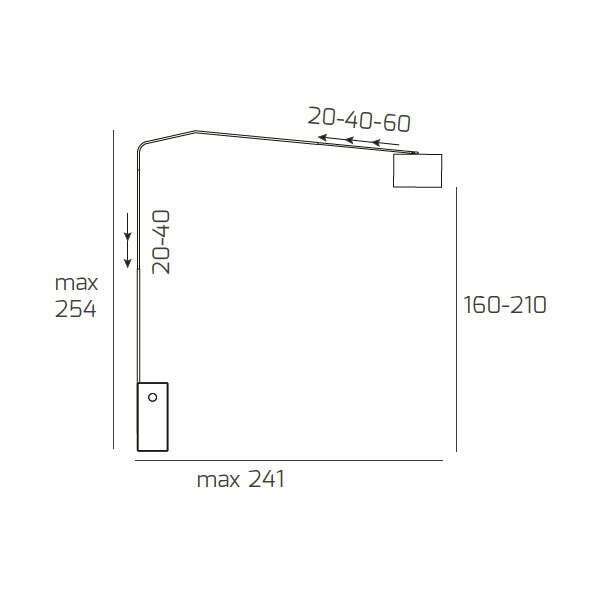 1188/B2-CIN SLOPE PIANTANA 1188 TUBO DOPPIA CURVA - BASE PARALLELEPIPEDO NERO - DIFFUSORE CILINDRICO NERO