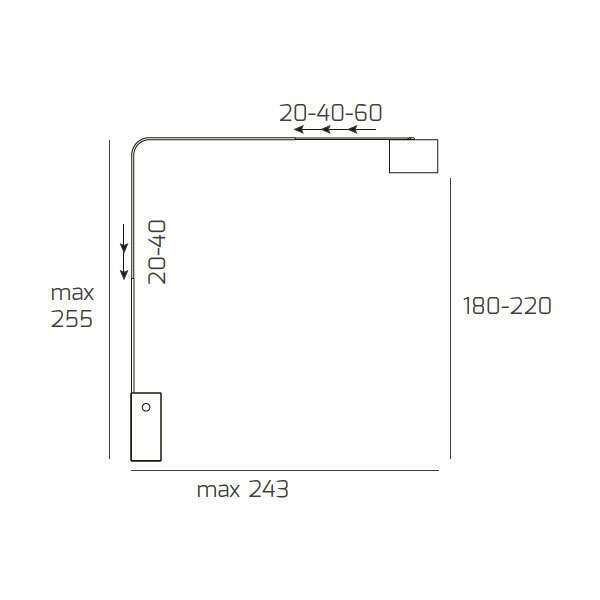 1189/B3-CON CORNER PIANTANA 1189 TUBO SINGOLA CURVA - BASE PIANA BIANCO - DIFFUSORE CONICO NERO