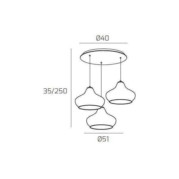 1191BI/S3 TP-AR DRESS SOSP. BIANCO 3 LUCI TONDA VETRI (2 X PICCOLO AM + 1 X PICCOLO RU)