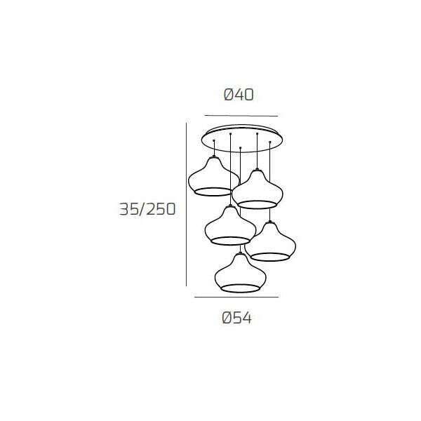 1191BI/S5 TP-MC DRESS SOSP. BIANCO 5 LUCI TONDA VETRI (2 X PICCOLO AM + 2 X PICCOLO RU + 1 X PICCOLO ZA)