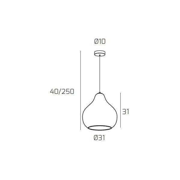 1191BI/SG-RU DRESS SOSP. BIANCO 1 LUCE VETRO GRANDE RUBINO
