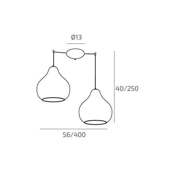 1191CR/S2 SG-ZR DRESS SOSP. CROMO 2 LUCI SPOSTABILE VETRI (1 X GRANDE ZA + 1 X GRANDE RU)