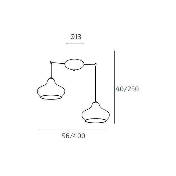 1191CR/S2 SP-MC DRESS SOSP. CROMO 2 LUCI SPOSTABILE VETRI (1X PICCOLO ZA + 1X PICCOLO AM)