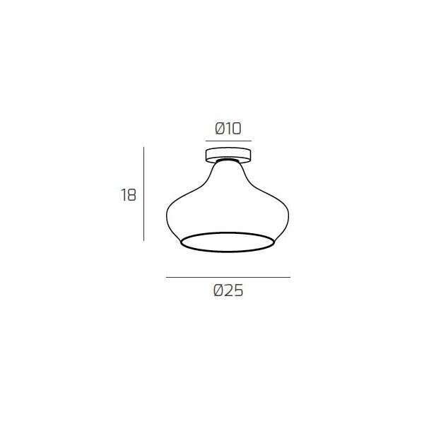 1191OS/PL1-RU DRESS PLAFONIERA OTTONE SAT. VETRO PICCOLO RUBINO