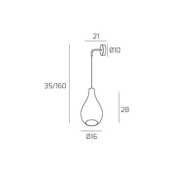1193BI/A-AM DROP 2.0 APPLIQUE BIANCO REGOLABILE VETRO AMBRA