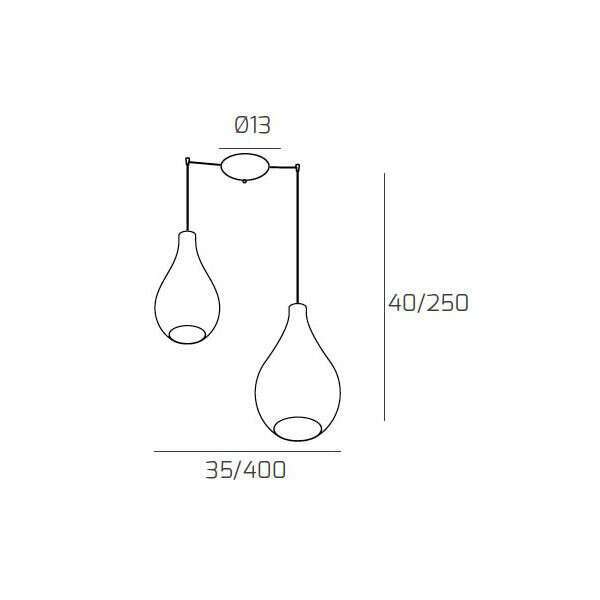 1193BI/S2 S MIX-TA DROP 2.0 SOSP. BIANCO 2 LUCI SPOSTABILE VETRI (1 MEDIO TRASPARENTE+1 GRANDE AMBRA)